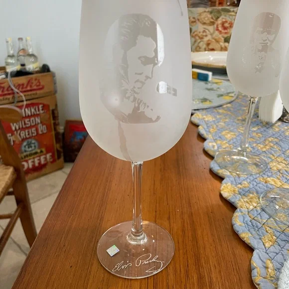 4 stages of Elvis red wine glasses